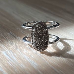 Kendra Scott Elyse Silver Ring in Platinum Drusy, size 8